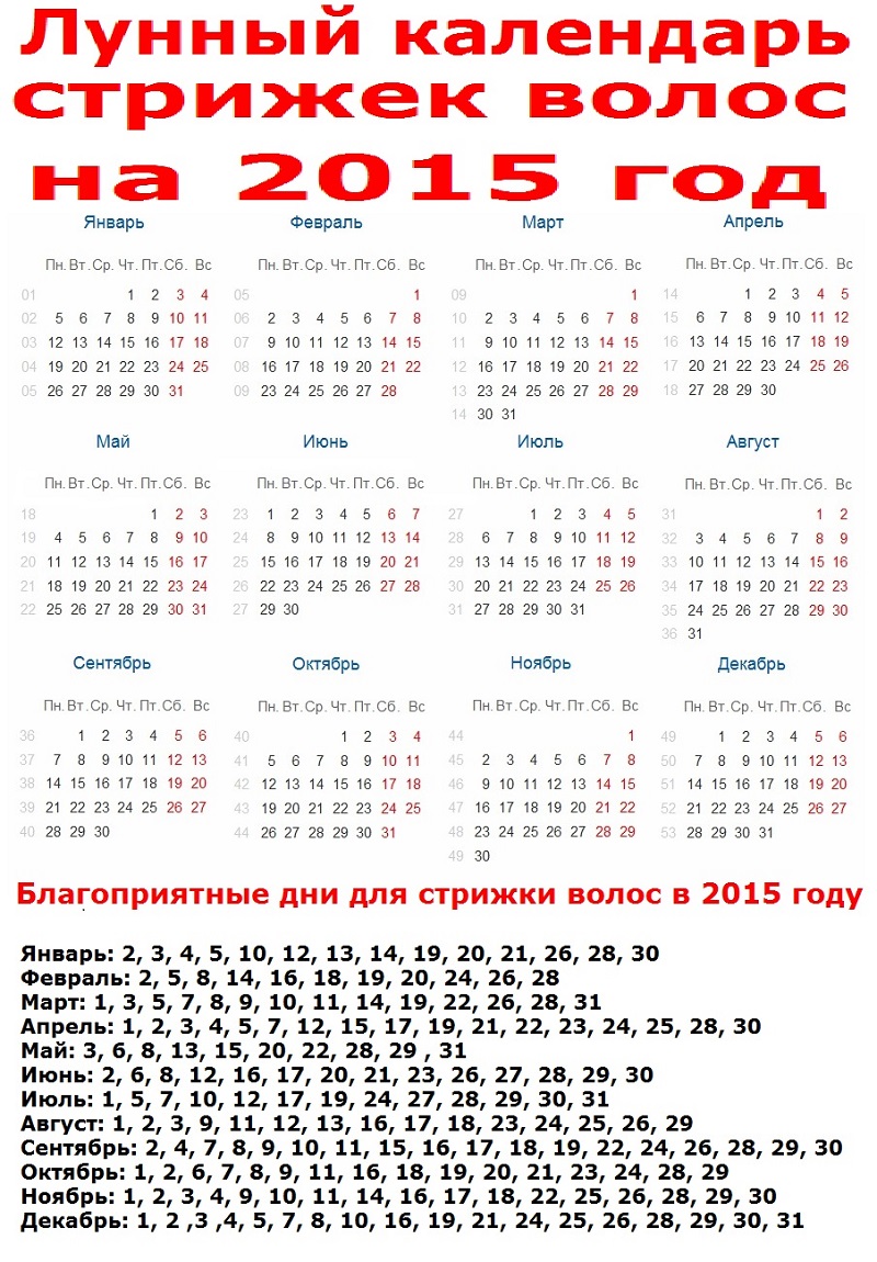 Лунный календарь стрижек 2015 года